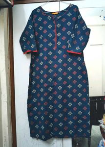Teal Color Pure Cotton GERUA printed Kurta