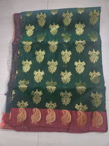 Elegant Green & Gold Saree