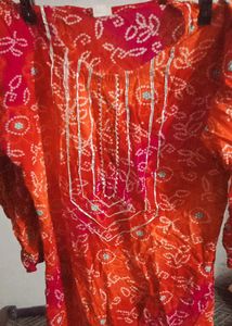 Printed Orange Kurta with pent