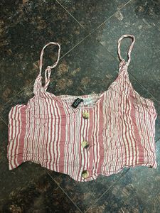 H&M Striped Button-Down Crop Top
