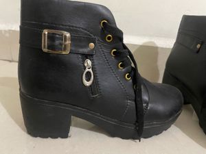 Black leather boots