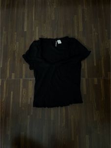 cute black ruffle top