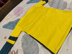 Yellow &amp; Teal Green Long Sleeve Sports T-shirt