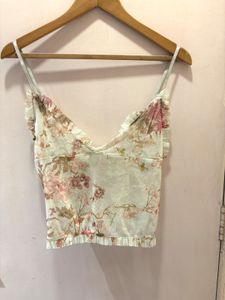 Beautiful Floral Ruffle Mesh Top