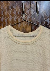 Cream Knit Tunic with Pearl Details
