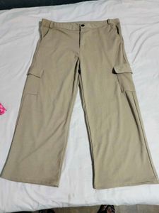 Wide Leg Khaki Cargo Pants
