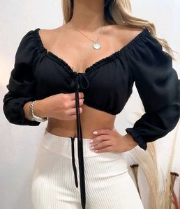 Black Tie Front Crop Top