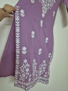 Lavender Embroidered Kurti