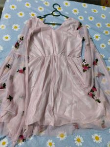 Pink Floral Embroidered Dress