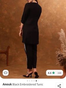 Anouk Black Embroidered Tunic Top