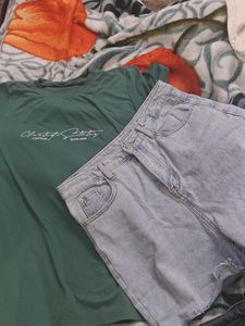 Cute T-Shirt and Denim Shorts Set