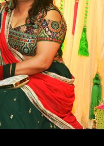 Green Crop Top And Lehenga💚