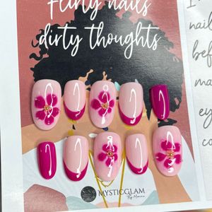 Orchid Kiss – Pink Floral Press-On Nails