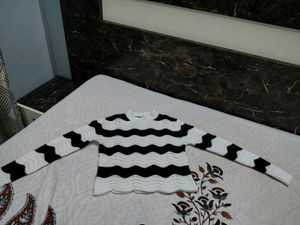 Black and white winter wear Top