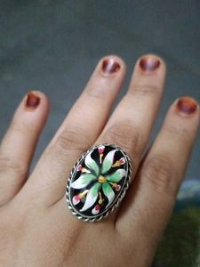 Floral Painted Statement Ring