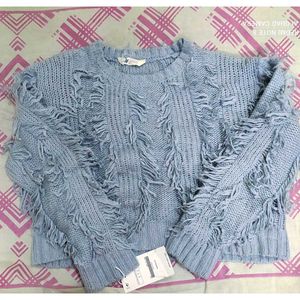Blue Fringe Sweater