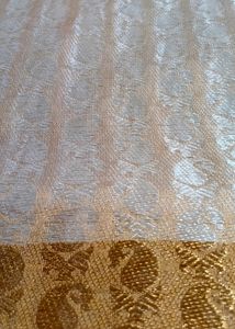 Brown Bordered White Saree For Festivals