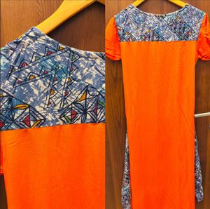 Printed Orange Overlay Dress