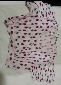 light Pink Printed Crop Top