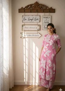 Pink Floral Kurta Set