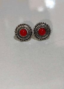 Oxidised circle Shape Tiny Stud Earrings for Women