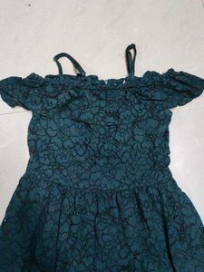 Green Lace Off-Shoulder Dress