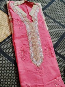 Cotton Suit Piece With Churidar Pants &amp; Duppata