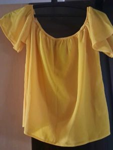 Yellow Off-Shoulder Ruffle Top