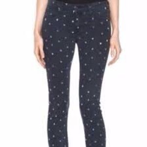 Zara Black Scratch Jeans With White Polkadots