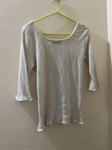 Gray Sleeveless Dress with White Top