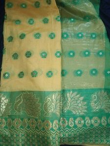 Yellow, Green Saree New