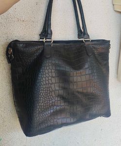 Basic Black Leather Tote Bag