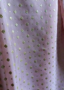 Glitter baby pink festive saree with beaded tassle