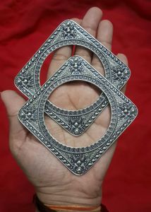 Square Silver Bangles