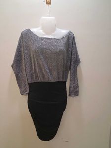 Elegant Silver &amp; Black Dress bodycon