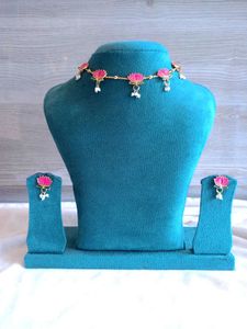 Lotus Meenakari Necklace Set