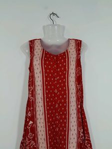 A Line Red Printed Kurta Women&#39;s