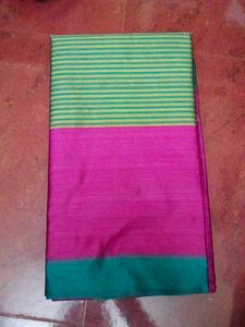 Pink & Green Striped Saree