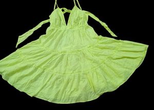Lime frill tiered beach cami mini dress