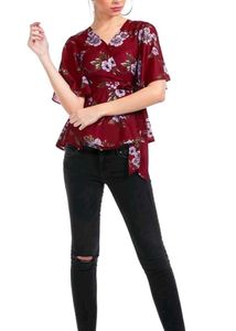 Floral Print Wrap Top