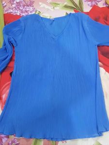 Lime Green Pleated Blouse