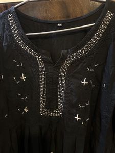 Black Embroidered Kurta With Bottom