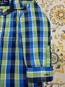 Boys Pink &amp; Blue Plaid Shirt