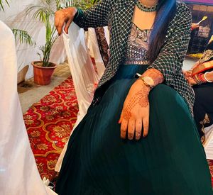 Coral Green Indowestern Lehnga