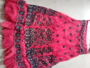 Embellished Velvet Blouse with red Ghagra