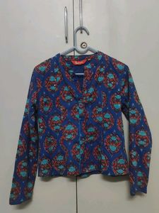Ethnic Patterned Button-Down Jacket