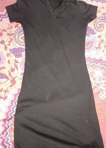 Ribbed Black Midi Dress