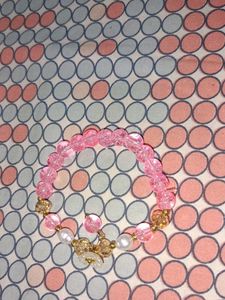 Pink Beaded Bracelet with Flower