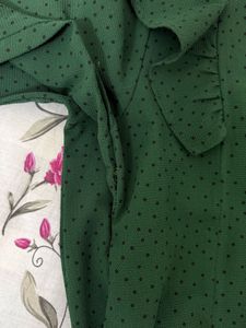 Green Polka Dot Ruffle Top
