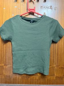 Olive Green Ribbed T-Shirt size XS to XXS